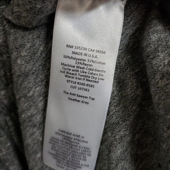 Current Elliot Womens Knit Sawyer Top Sz 1 Heather Grey Side Ties - Picture 5 of 6